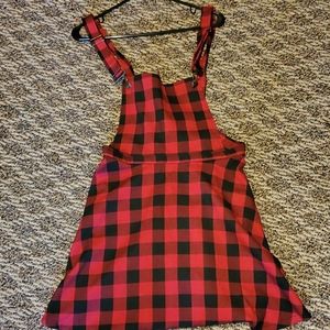 Plaid overall dress